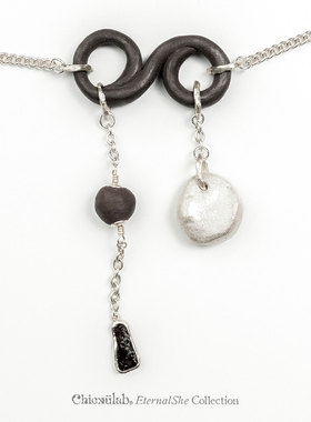 奇虚乐Chicxūlab 息壤Gaia 手工黑陶银釉 Sericho橄榄陨铁 项链