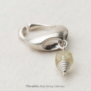 奇虚乐Chicxūlab 利比亚陨石玻璃吊坠 捏塑应力指环素银开口戒指