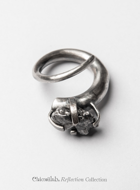 奇虚乐Chicxūlab 阿根廷陨铁 脏黑银衔尾戒指