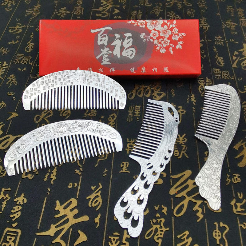 银梳子9999a纯银熟银梳子云南雪花银刮痧梳足银纯手工发梳工艺银