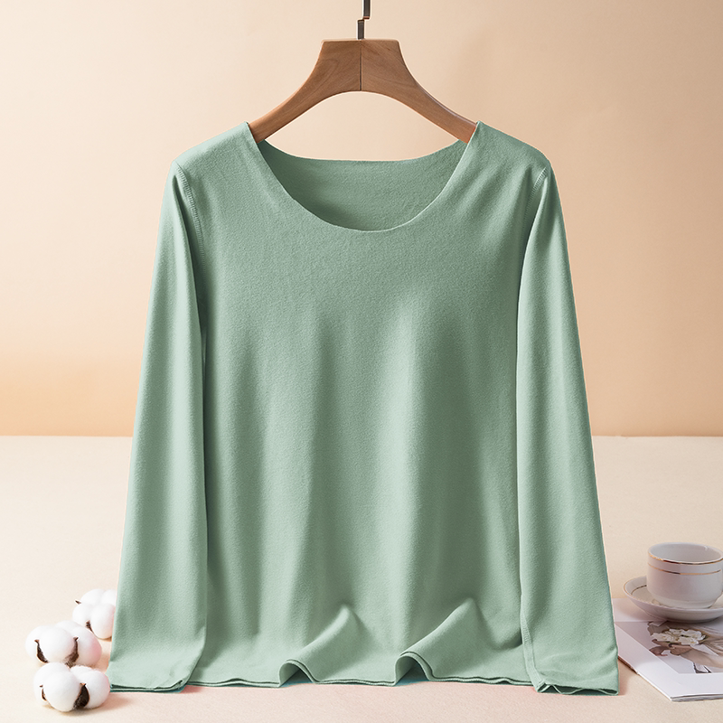 가을 겨울 새 스타일 독일 벨벳 라운드 넥 바닥 셔츠 여성 열 탑 닦았 두꺼운 풀오버 열 저장 긴팔 티셔츠 가을 의류