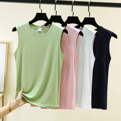 女夏薄款外穿莫代尔圆领背心百搭大码上衣内搭显瘦吊带纯色打底衫