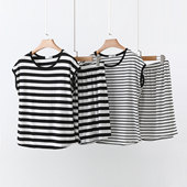 薄款 T恤短裤 大码 夏季 内搭打底衫 莫代尔圆领无袖 套装 女背心两件套