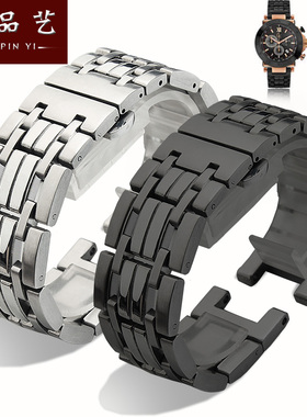 实心不锈钢凹口手表带适配gc男士表链蝴蝶扣20*11 22*13钢带表带