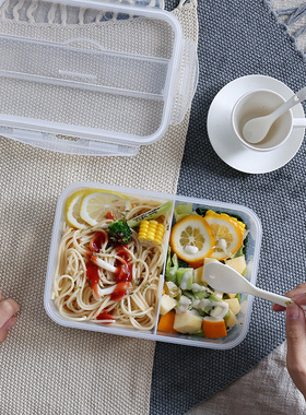 大号两格1520ML饭盒成人打饭便当盒微波炉保鲜盒简约学生食堂餐盒