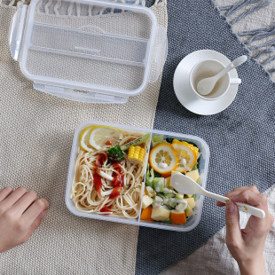 大号两格1520ML饭盒成人打饭便当盒微波炉保鲜盒简约学生食堂餐盒