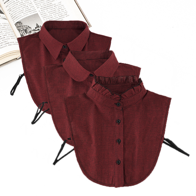 秋冬假领子女棉衬衣百搭装饰格子假领木耳边衬衫假衣领打底毛衣领