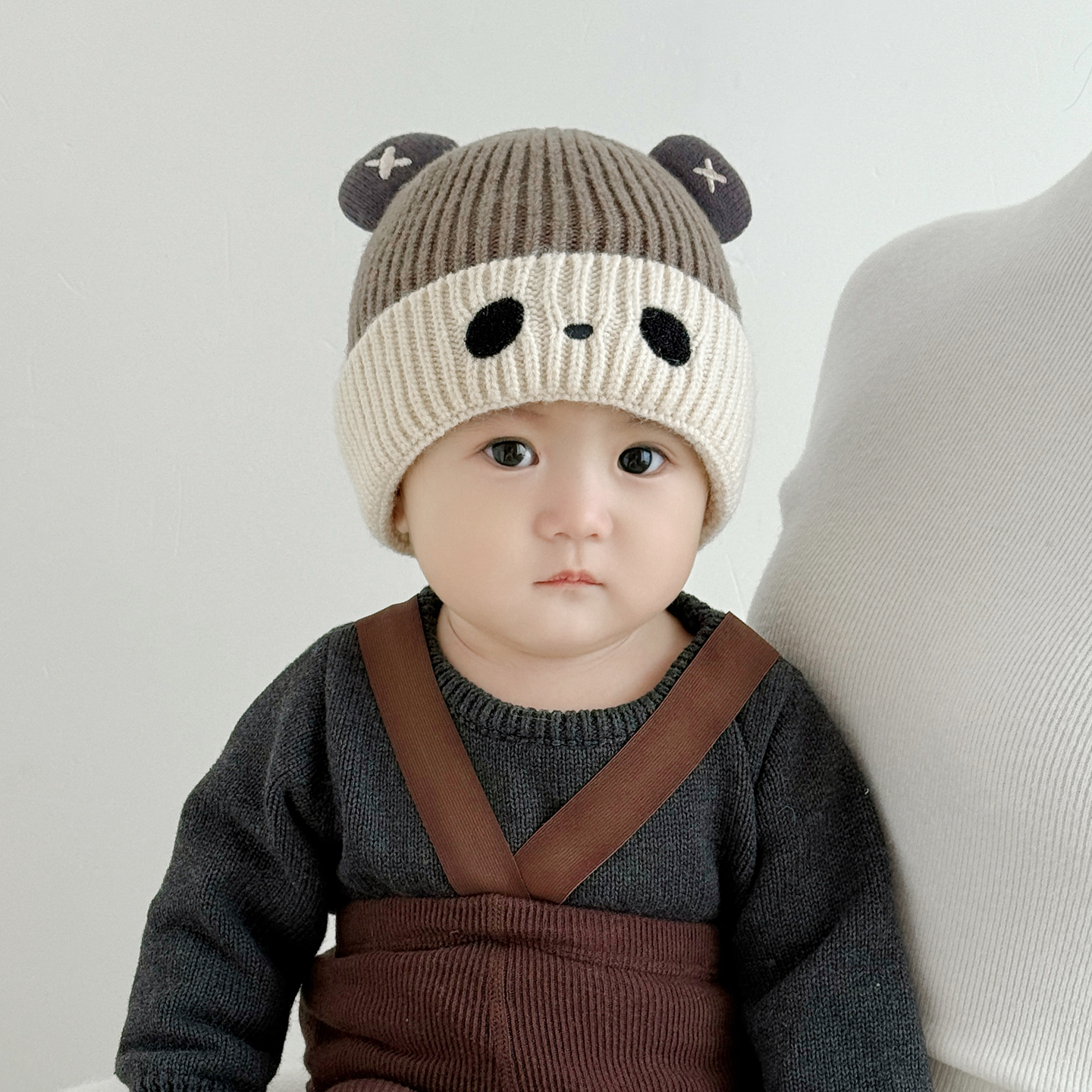 彼彼熊毛线帽针织帽小熊猫可爱冬