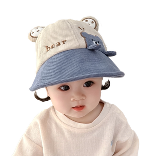 婴儿帽子春秋薄款宝宝男宝女可爱渔夫帽婴幼儿男童冬季盆帽保暖男