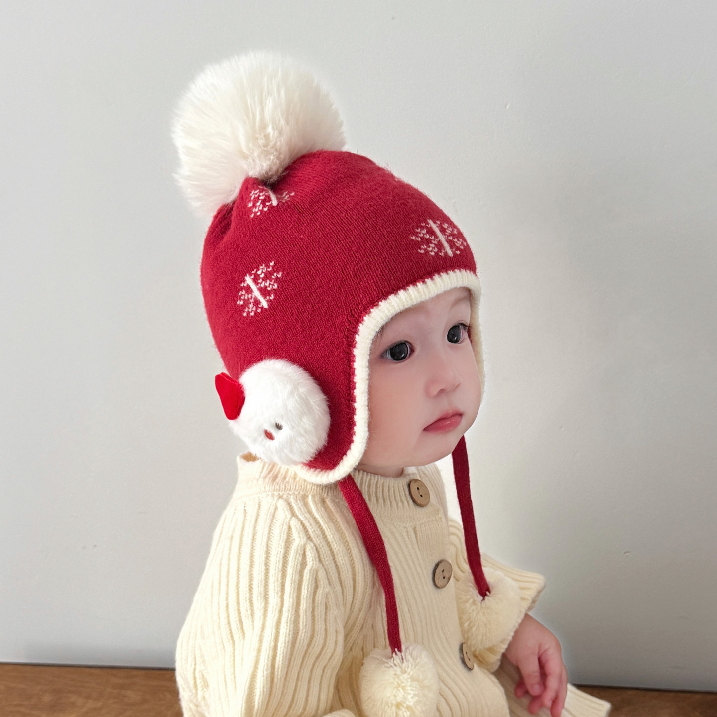 婴儿帽子秋冬季宝宝毛线帽儿童红色针织帽女童护耳婴幼儿冬季加厚,童装/婴儿装/亲子装,帽子,淘宝优惠券,粉丝福利购,淘宝优惠卷