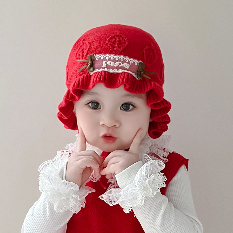 彼彼熊毛线帽柔软舒适