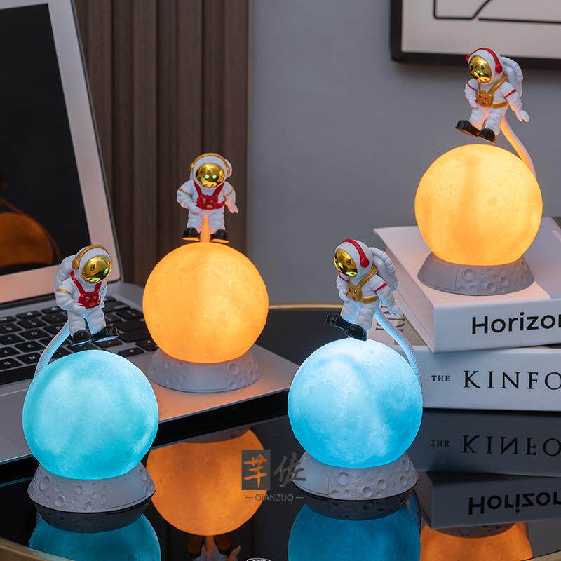 2024 새로운 일시 중단 된 우주 비행사 장식 달 문 램프 어린이 밤 빛 설날 소녀의 생일 선물