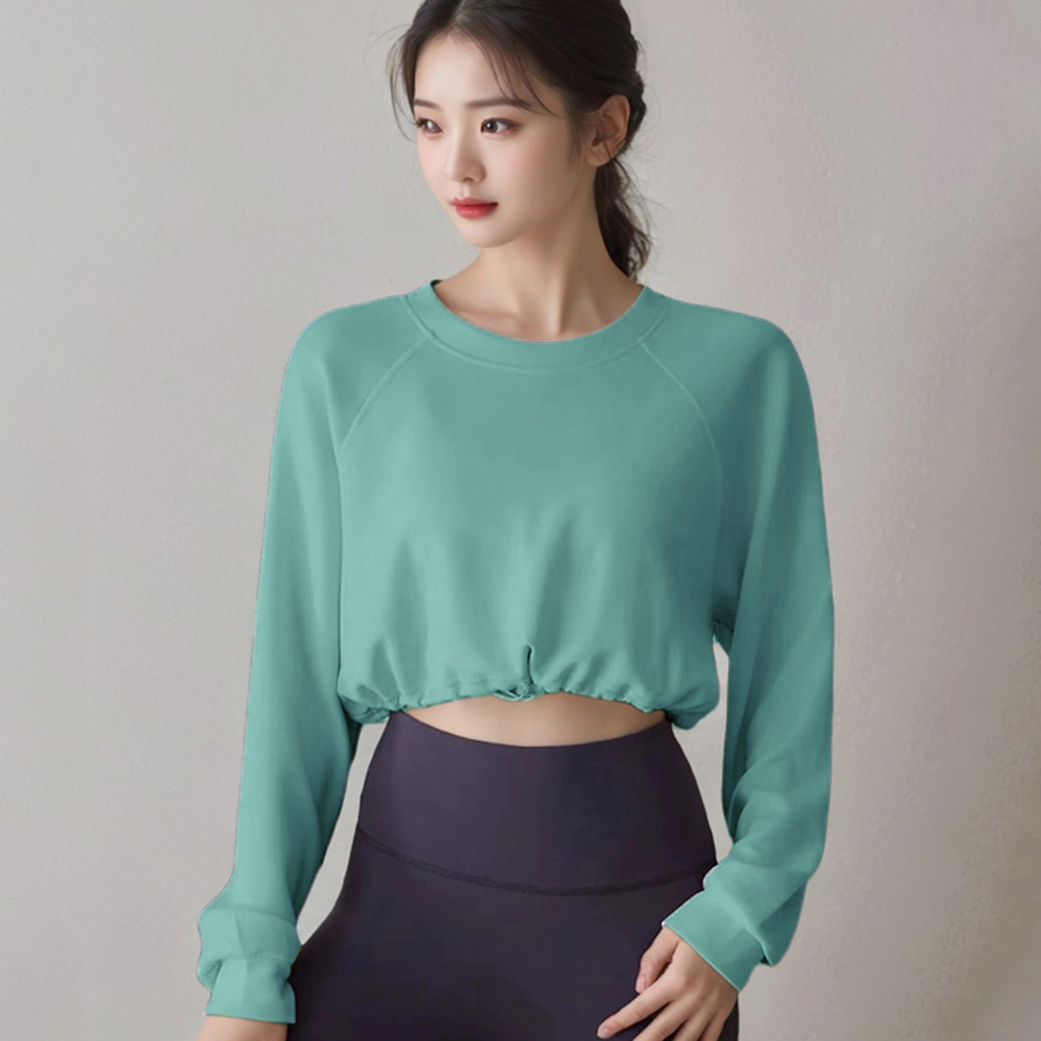 运动上衣女宽松短款休闲透气瑜伽服速干跑步训练外穿健身长袖T恤,运动服/休闲服装,运动T恤,淘宝优惠券,粉丝福利购,淘宝优惠卷