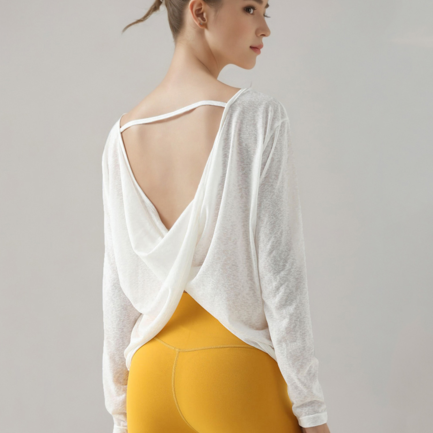 镂空美背瑜伽服上衣女宽松长袖健身服跑步裸感速干运动罩衫T恤秋,运动服/休闲服装,运动T恤,淘宝优惠券,粉丝福利购,淘宝优惠卷