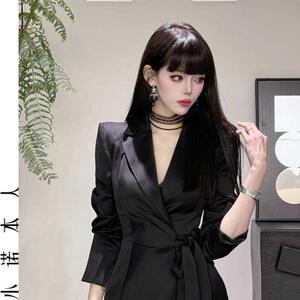 小诺本人中长款西装裙韩版高级感外套轻奢洋气显瘦外搭上衣24575
