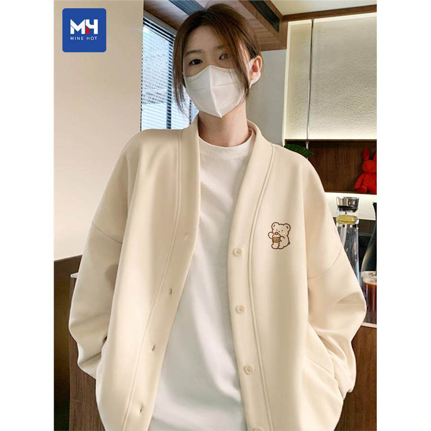 唐狮集团外套女春秋季2025新款v领薄款大码宽松开衫早秋休闲卫衣X