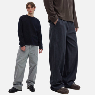 宽松抽绳长裤 ATHIRI 休闲裤 厚款 松弛感慵懒风色织混纺弧形弯刀裤