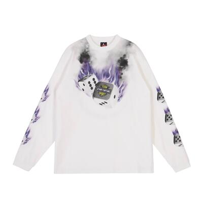 ATHIRI 骰子康丽印花NewVintage蜡染复古做旧宽松单缝线长袖T恤