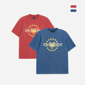 ATHIRI T恤 鸳鸯拼接复古做旧水洗渐变NewVintage字母裂纹印花短袖