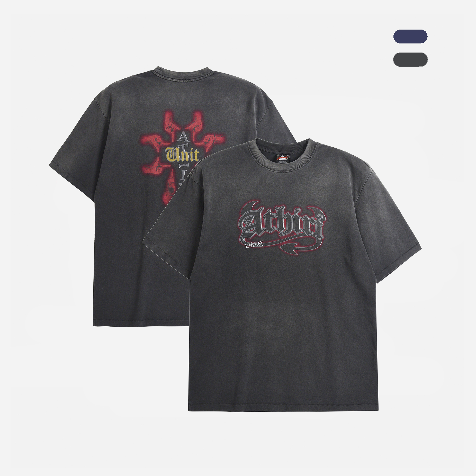 ATHIRI “指骨十字架”康丽印花成衣染色做旧Vintage美式复古短袖