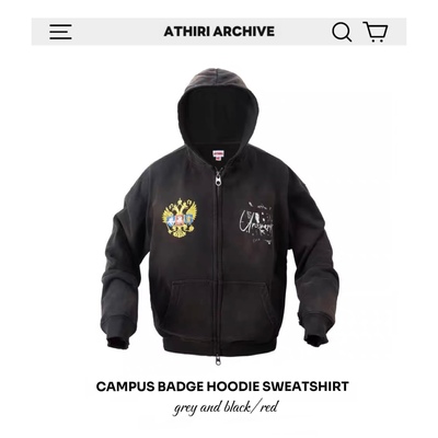 帽衫加绒绣原创品牌直拉链长颈鹿