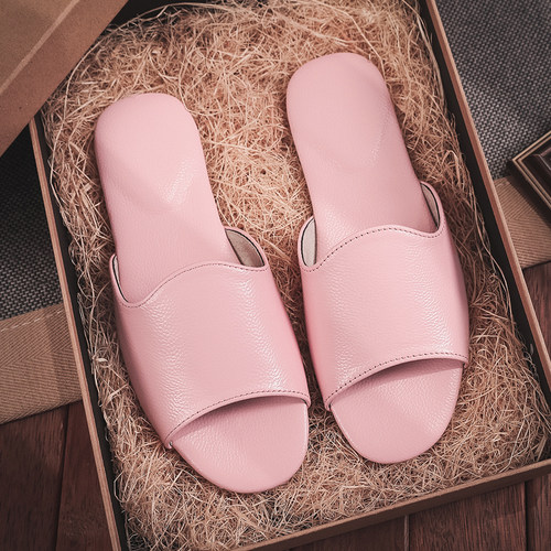 轻奢夏季牛皮家居室内凉拖鞋