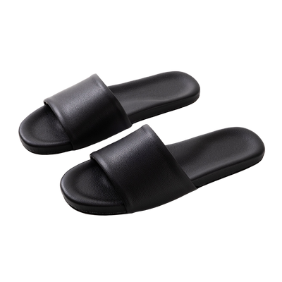 日式高档牛皮家居足弓软底凉拖鞋