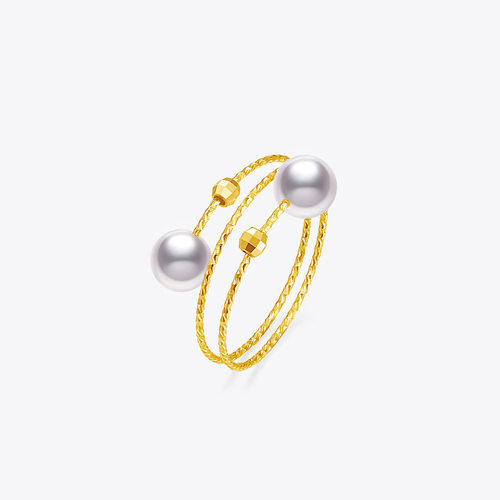 日本akoya珍珠戒指活口可调节