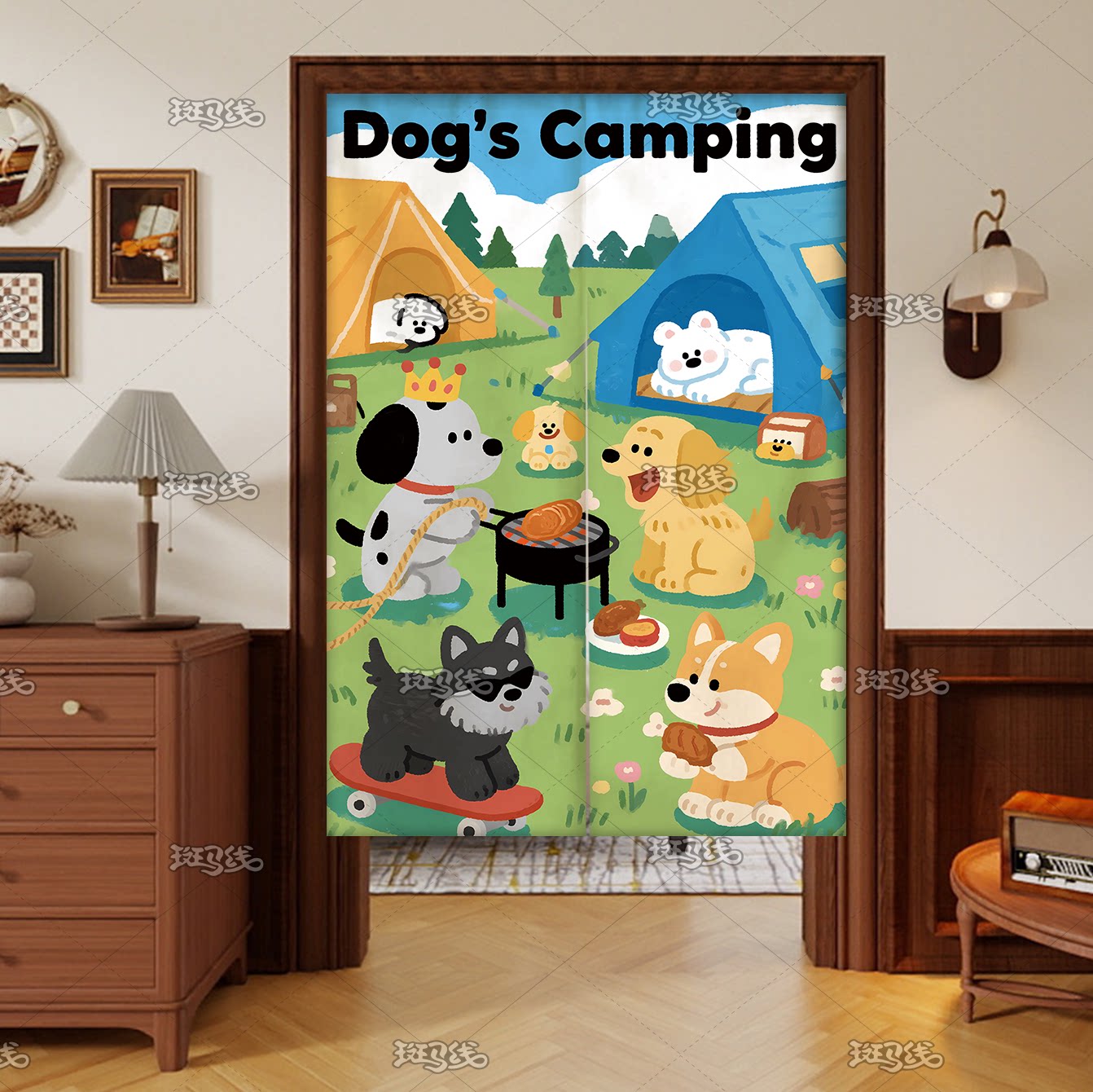 卡通简约门帘新款卧室儿童房装饰挂帘厨房隔断帘免打孔卫生间门帘