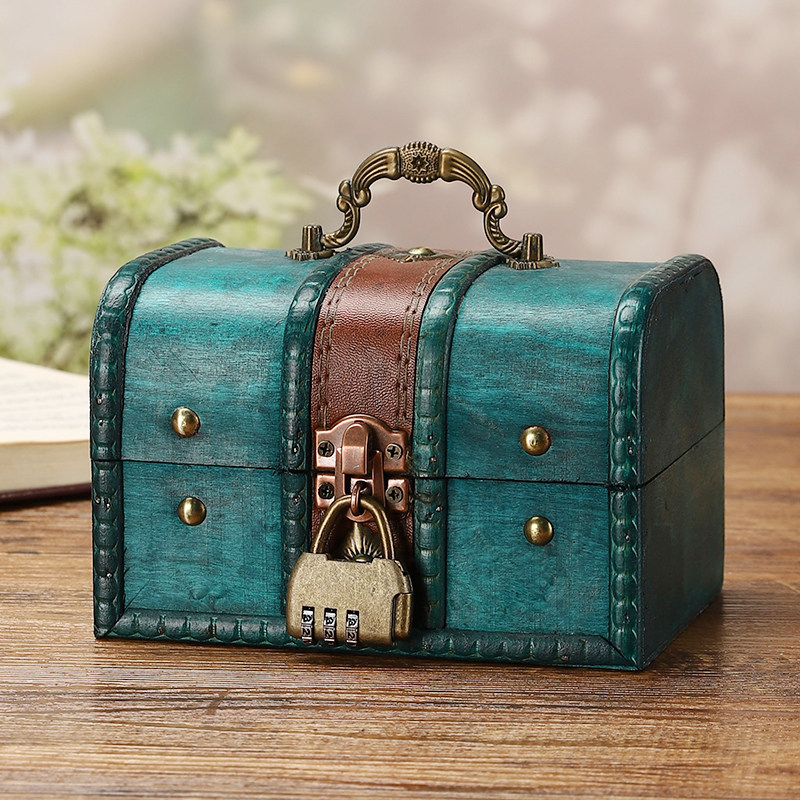 中式复古带锁首饰盒拍照道具箱子