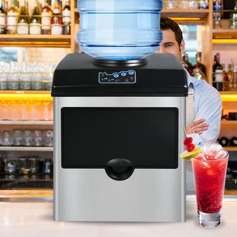 名の器商用制冰机小型家用接桶装水圆冰制冰机奶茶店出冰水制冰机