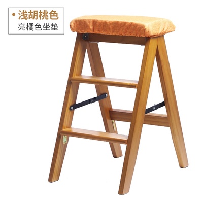 折叠实木梯凳两用家用梯子厨房高板凳登高三步小梯子吧台凳