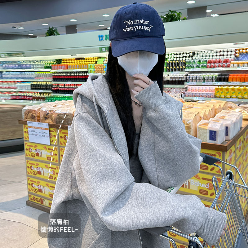 2025新款拉链开衫卫衣女春秋小个子休闲宽松巨好看的早秋上衣外套
