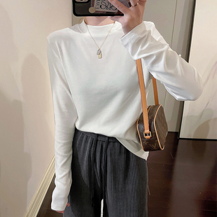 t恤女秋冬百搭立领打底衫 长袖 内搭喂奶上衣秋 秋季 哺乳衣2023新款