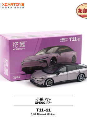 拓意1/64轿车摆件国产小鹏小鹏P7+紫色T11-21小比例合金车模