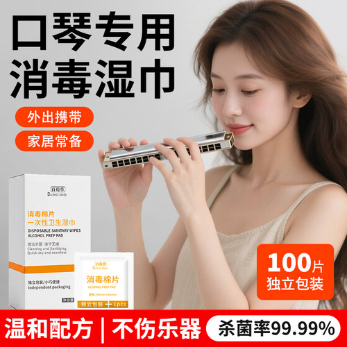 100片口琴专用消毒湿巾