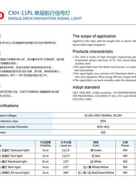 LED信号灯 船用信号灯 船用航行信号灯 CXH1-11PL 绿色单层右舷灯