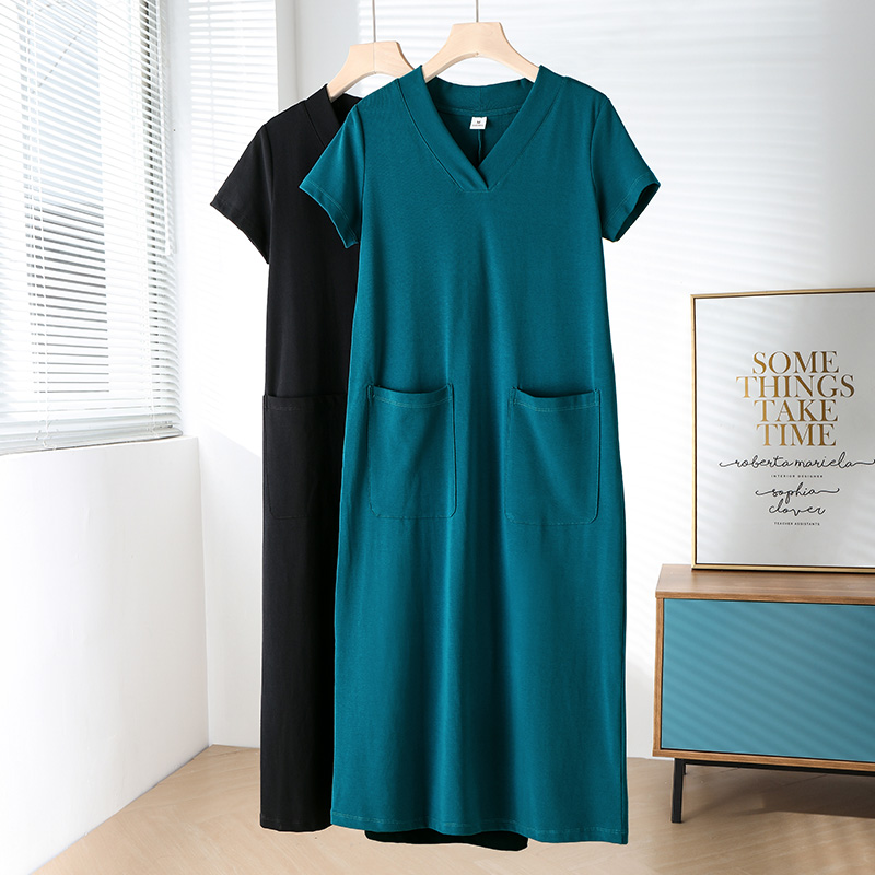 气质连衣裙女神宽松显瘦短袖长裙