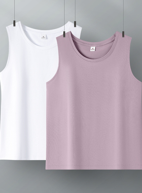 灰紫色女士背心外穿宽松版无袖t恤大码宽肩带95棉内搭打底吊带夏