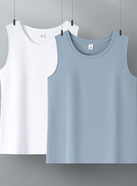 烟蓝色超宽松无袖背心女家居服可外穿打底内搭95棉大码舒适百搭夏