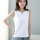 背心内搭外穿上衣打底衫 白色无袖 小v领大码 坎袖 t恤女短款 棉质夏季