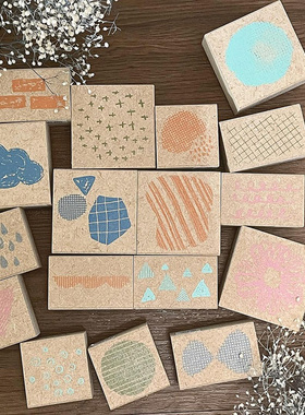 日本KODOMO NO KAO童颜文具木头印章手帐本装饰底纹雨滴格纹几何体印章1085 1086