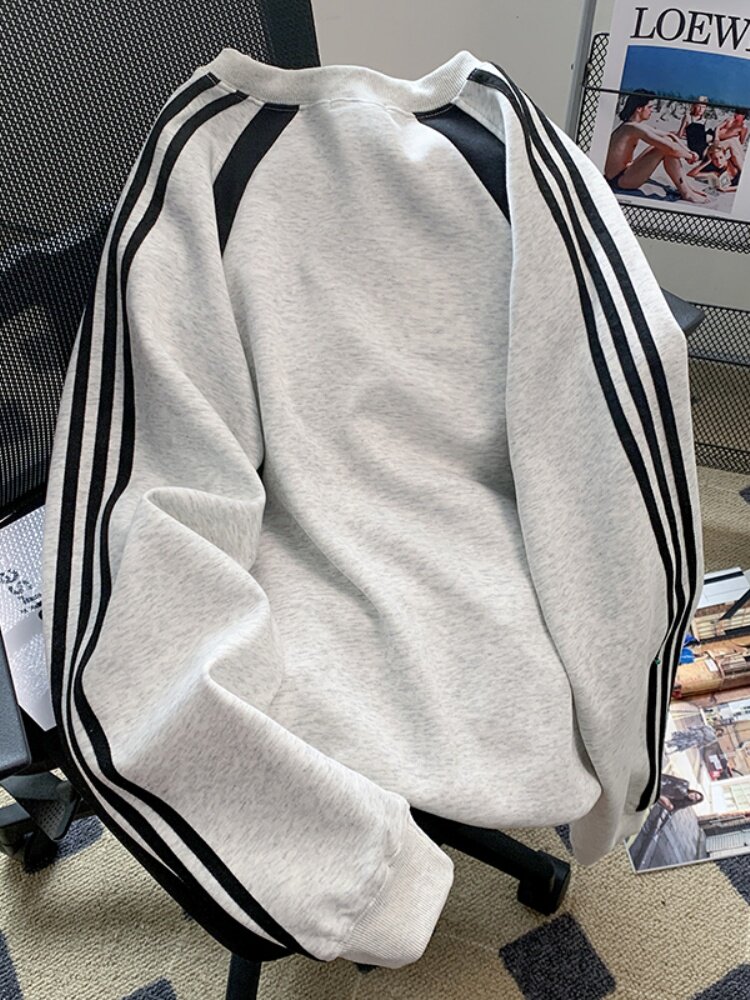 브랜드 대외 무역 카운터가 컷오프 주문을 철회했습니다 아메리칸 레트로 배색 스 플리싱 남녀 공용 스웨트 셔츠 커플 탑