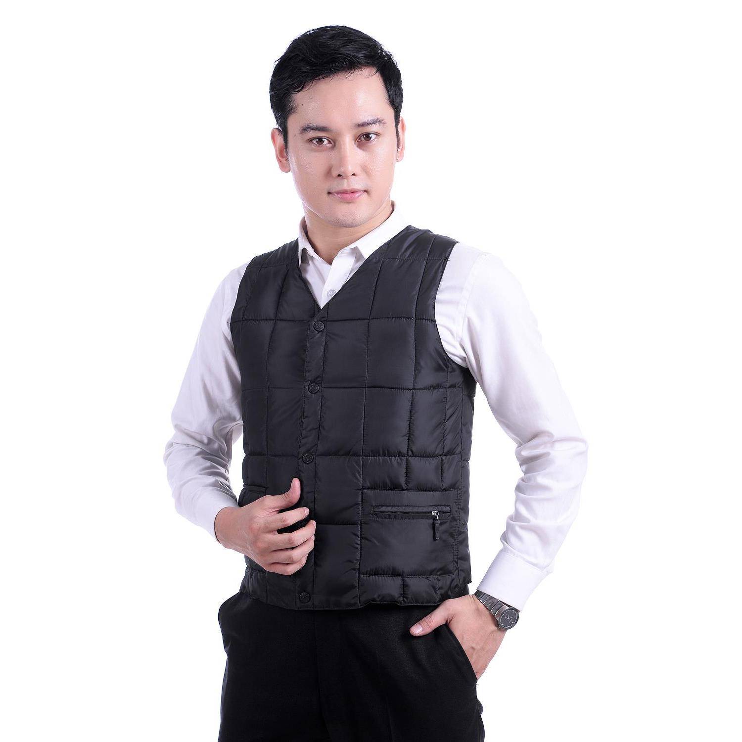 新中老年男装秋冬装爸爸坎肩背心保暖老人马夹中年羽绒棉男士马甲