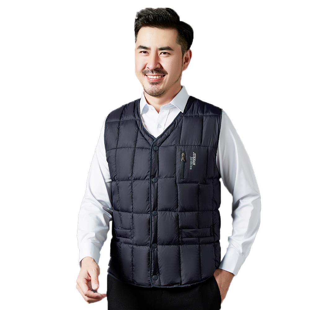 秋冬加厚加绒羽绒棉男士马甲爸爸棉马夹中老年羊羔绒坎肩保暖背心