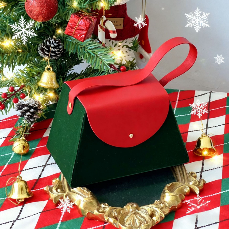 圣诞节直销曲奇饼干包装盒糖果糖霜烘焙点心打包梯形手提盒