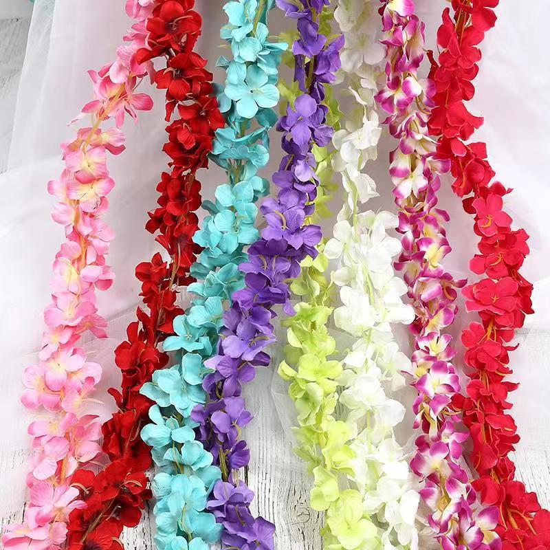 仿真绣球花条紫罗兰壁挂花藤毛布紫藤花条婚庆豆花串装饰花