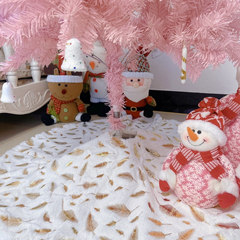 圣诞毛绒树裙圆形白色长毛树裙圣诞树底部装饰品地毯圣诞节拍照厂