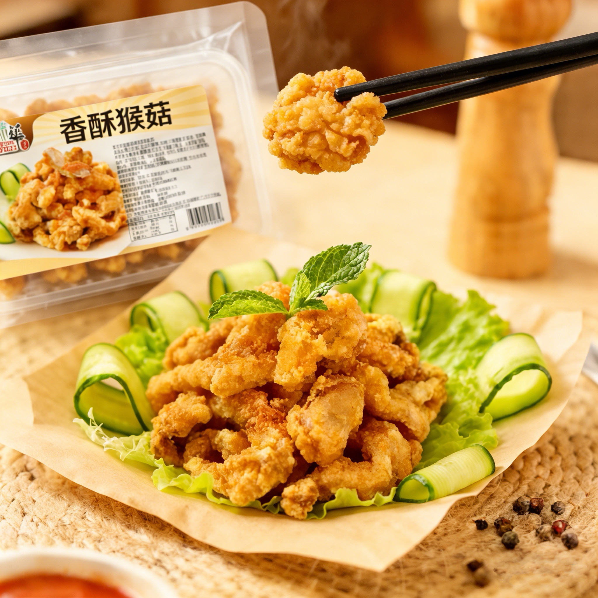 【清仓特惠】素华香酥猴菇素食大豆蛋白油炸即食纯素无五辛植物肉