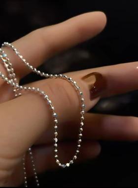 足银999新款珠珠钻石车花项链蹦迪镭射车花链裸锁骨链项链百搭